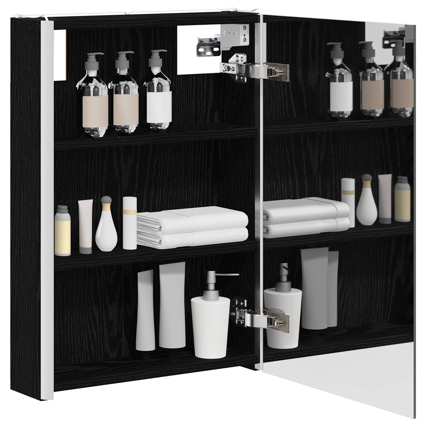 vidaXL Bathroom Mirror Cabinet Black Oak 43 x 11.5 x 60.5 cm