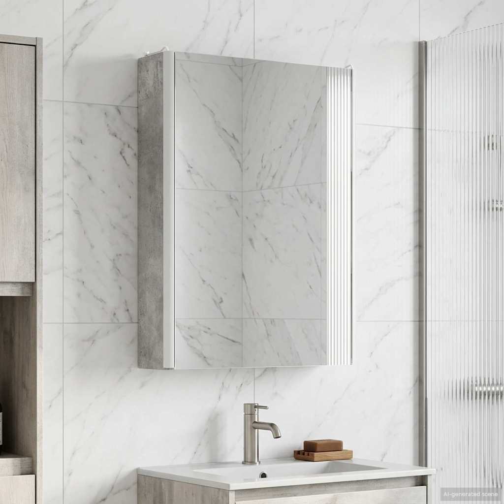 vidaXL Bathroom Mirror Cabinet Concrete Grey 43 x 11.5 x 60.5 cm