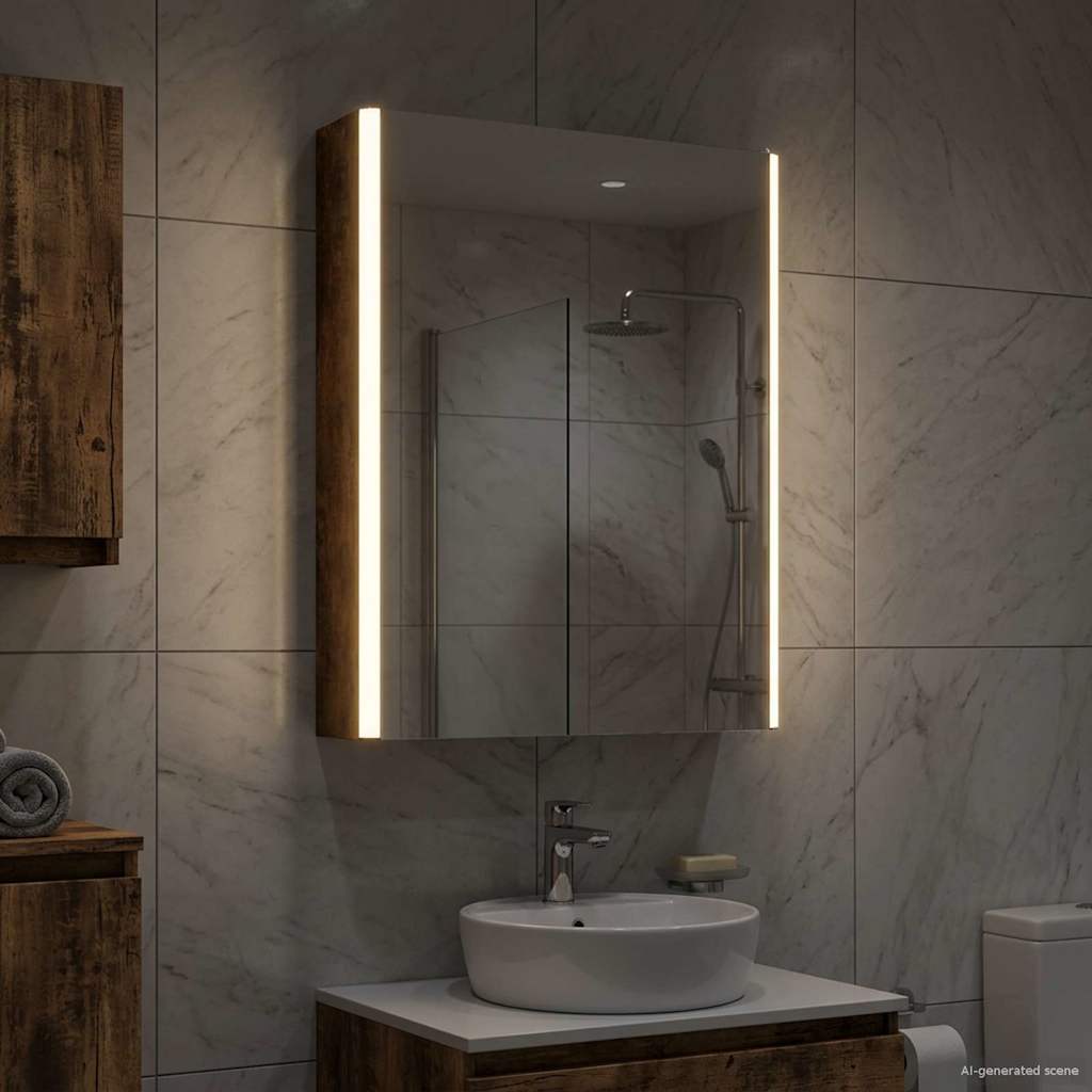 vidaXL Bathroom Mirror Cabinet Smoked Oak 43 x 11.5 x 60.5 cm