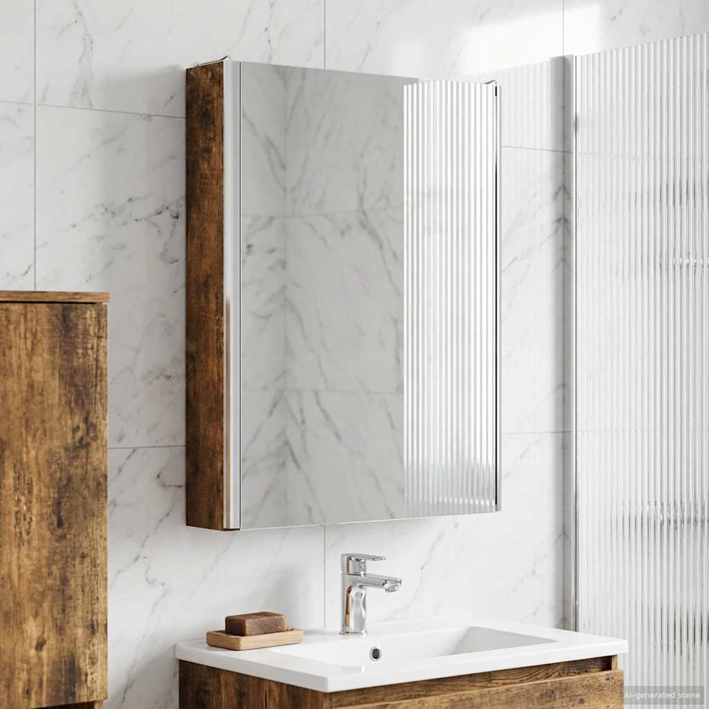 vidaXL Bathroom Mirror Cabinet Smoked Oak 43 x 11.5 x 60.5 cm