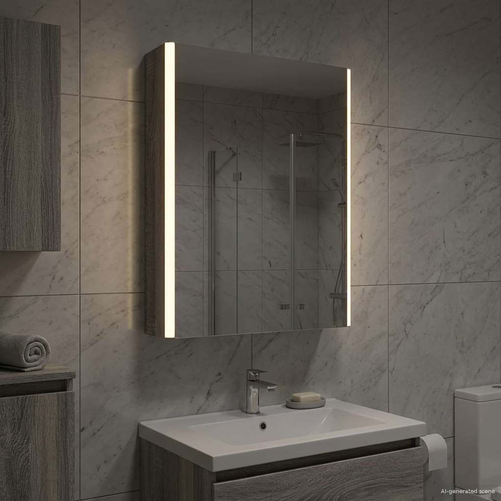 vidaXL Bathroom Mirror Cabinet Grey Sonoma 43 x 11.5 x 60.5 cm