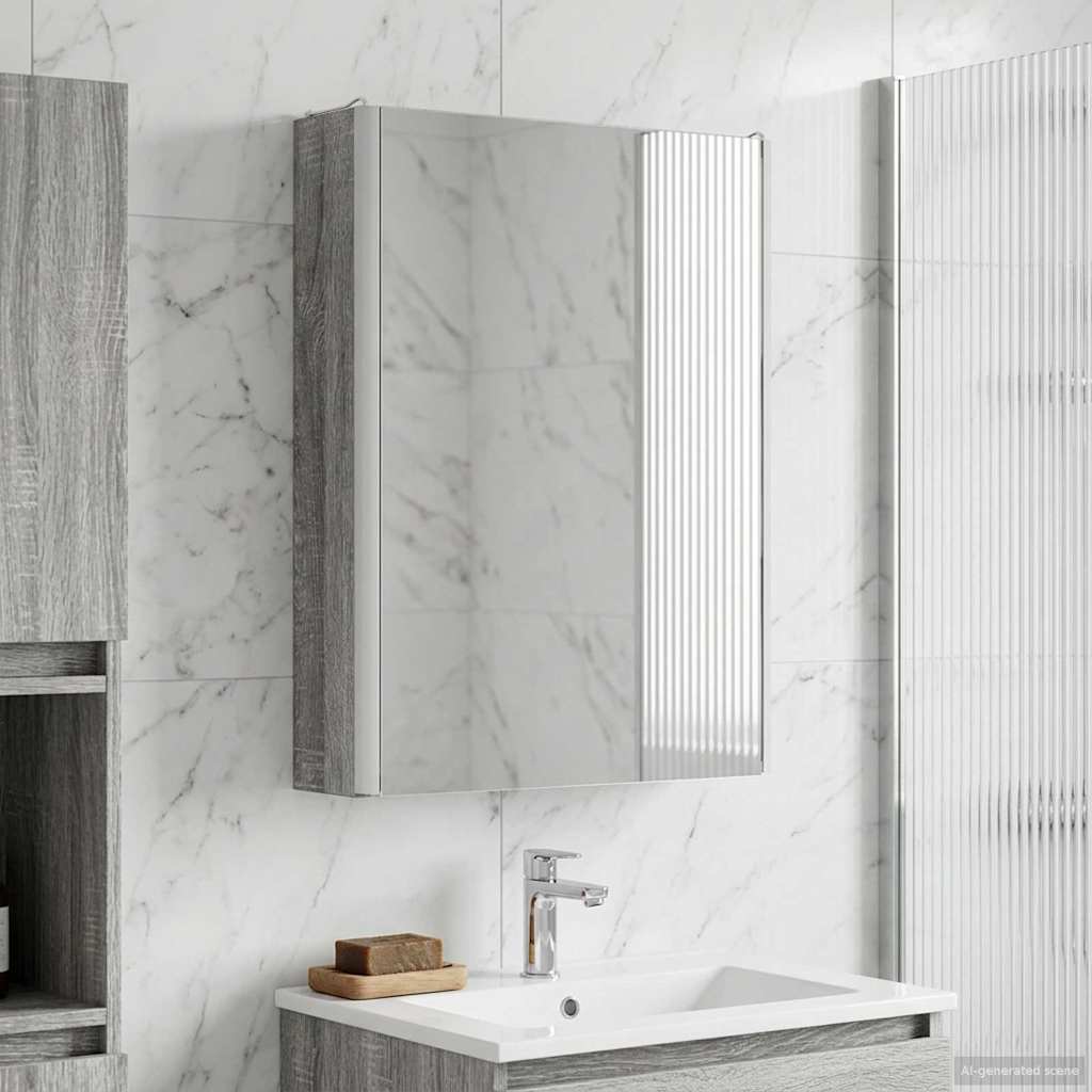vidaXL Bathroom Mirror Cabinet Grey Sonoma 43 x 11.5 x 60.5 cm