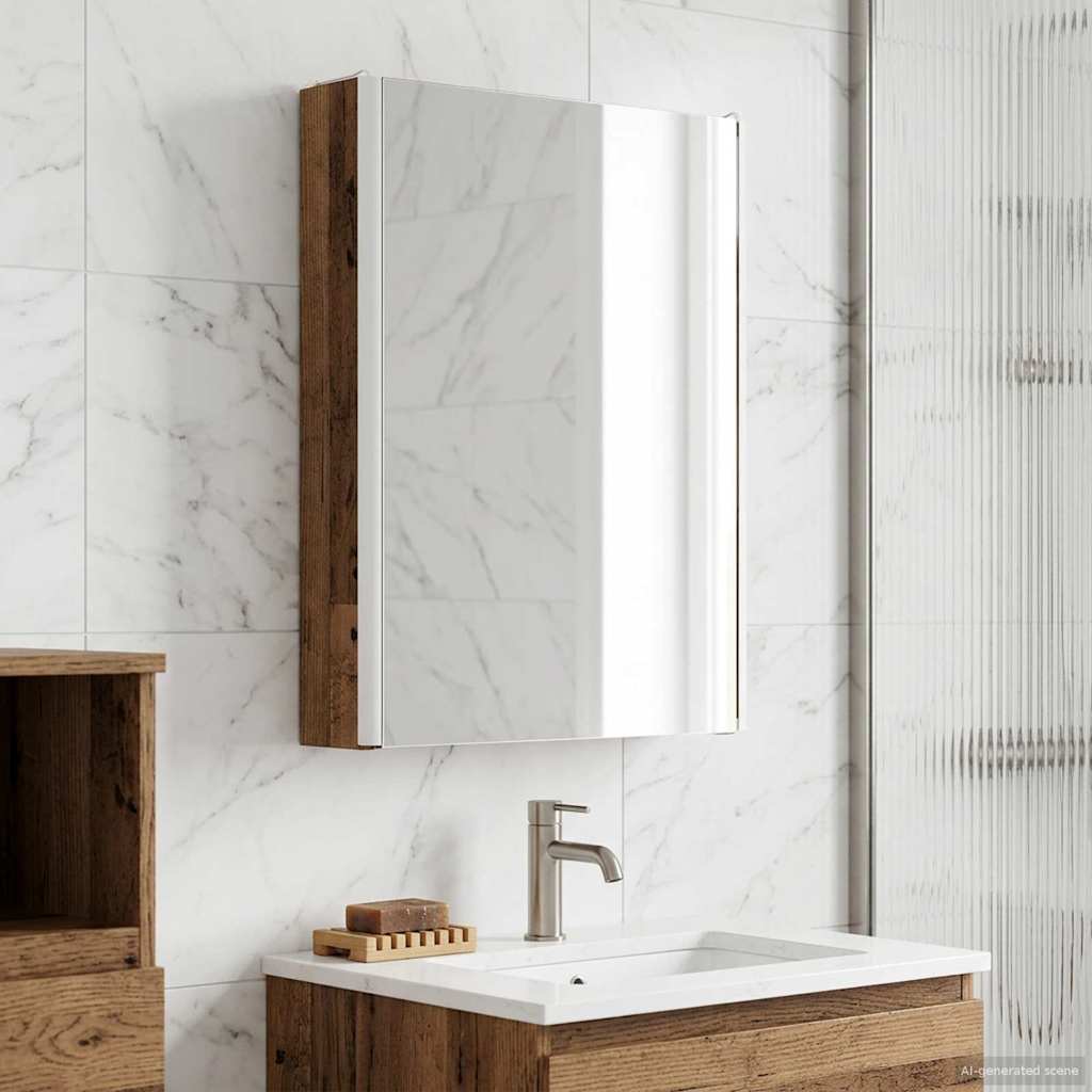 vidaXL Bathroom Mirror Cabinet Old Wood 43 x 11.5 x 60.5 cm