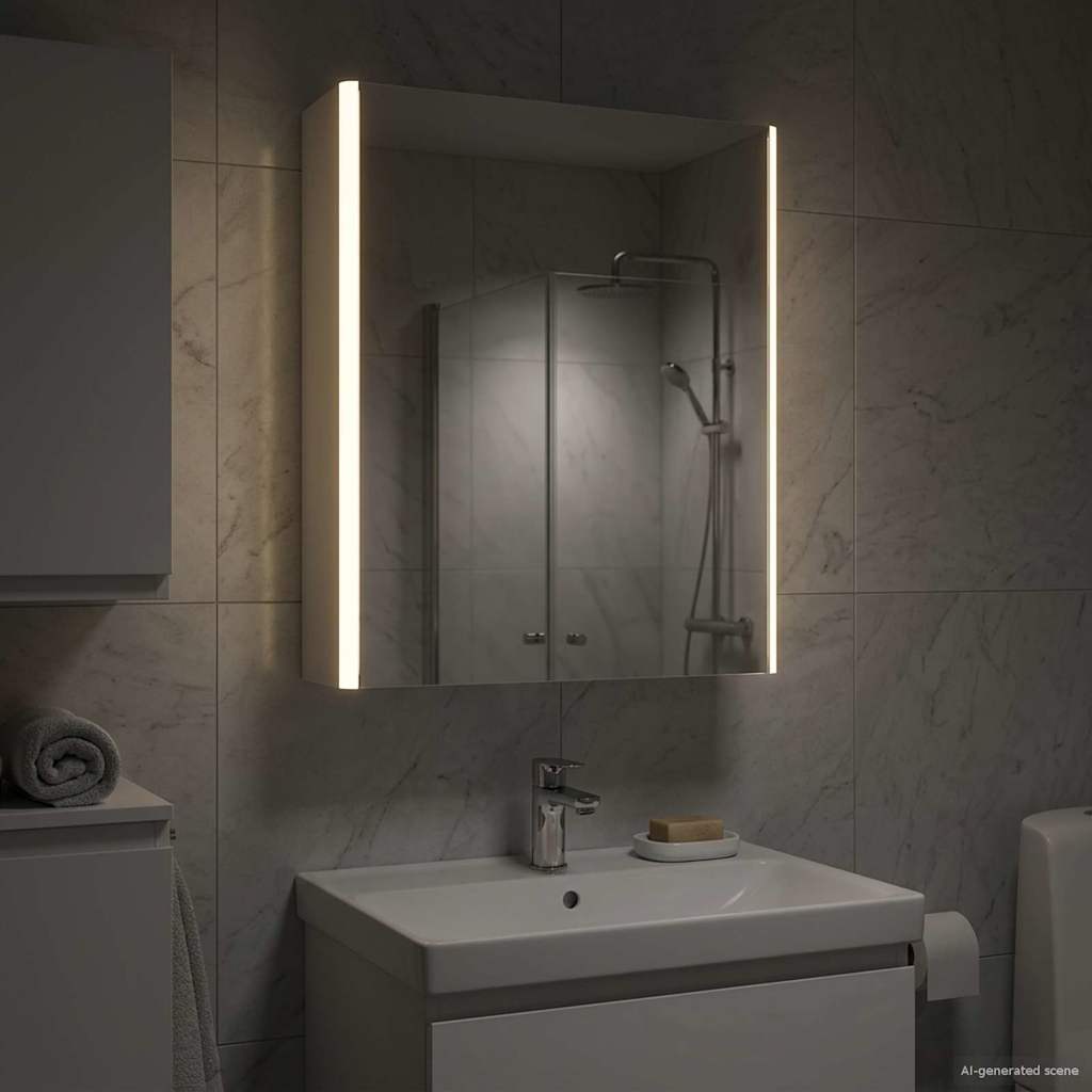 vidaXL Bathroom Mirror Cabinet White 53.5 x 15.5 x 70 cm