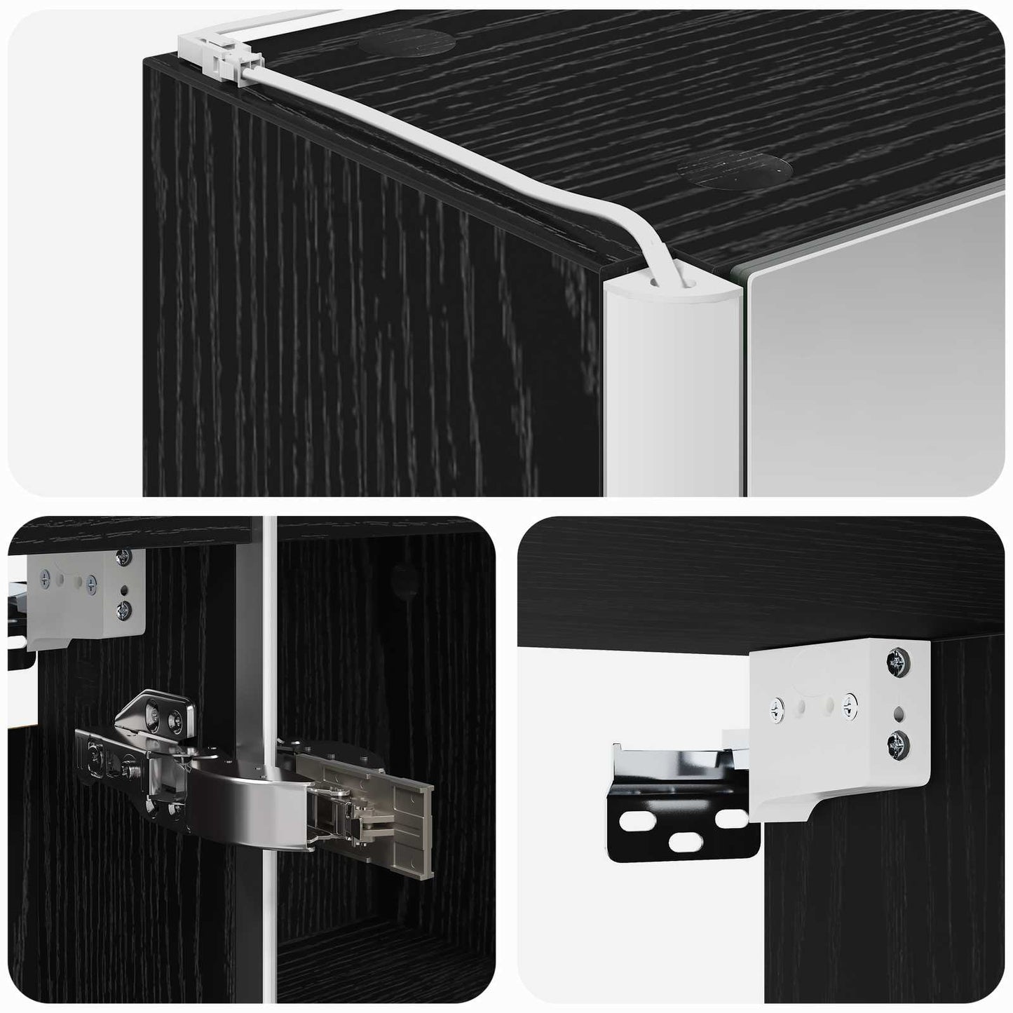 vidaXL Bathroom Mirror Cabinet Black Oak 53.5 x 15.5 x 70 cm