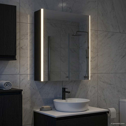 vidaXL Bathroom Mirror Cabinet Black Oak 53.5 x 15.5 x 70 cm