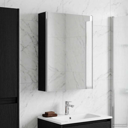 vidaXL Bathroom Mirror Cabinet Black Oak 53.5 x 15.5 x 70 cm