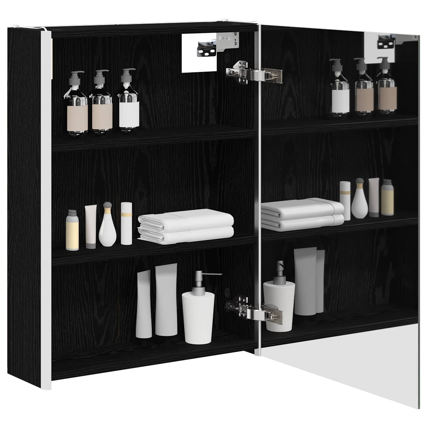 vidaXL Bathroom Mirror Cabinet Black Oak 53.5 x 15.5 x 70 cm
