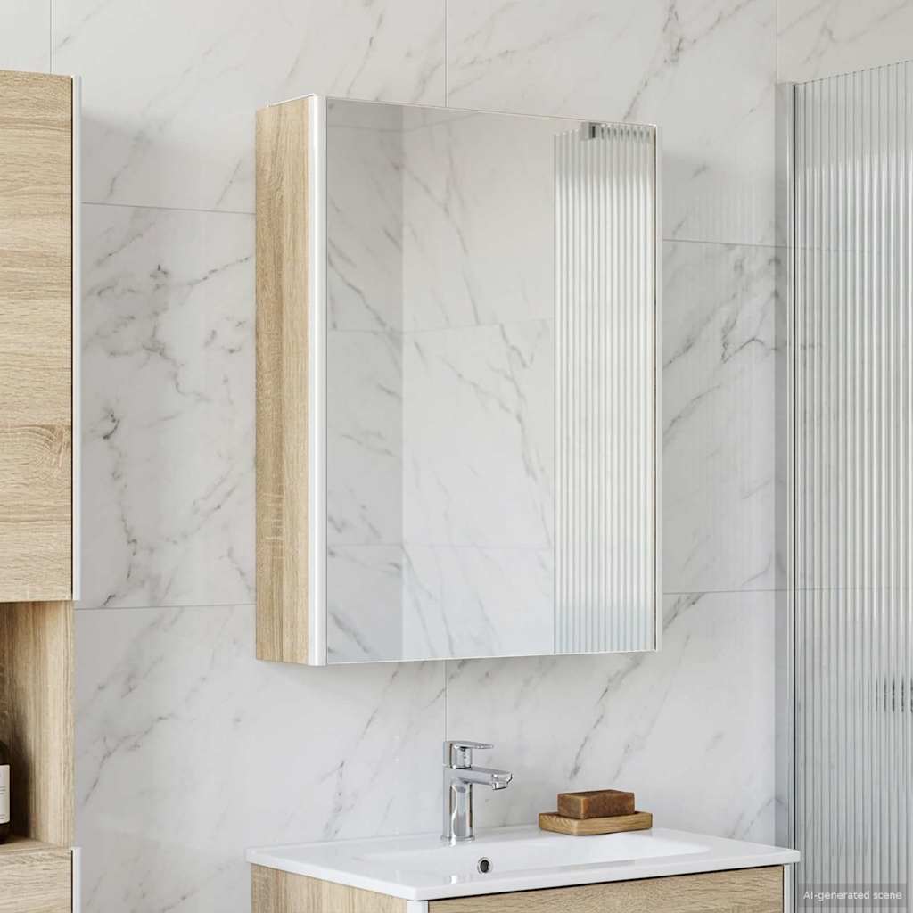 vidaXL Bathroom Mirror Cabinet Sonoma Oak 53.5 x 15.5 x 70 cm