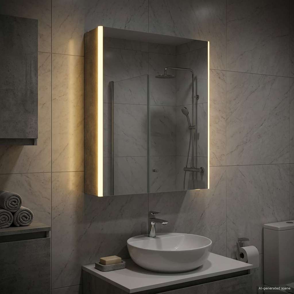 vidaXL Bathroom Mirror Cabinet Concrete Grey 53.5 x 15.5 x 70 cm