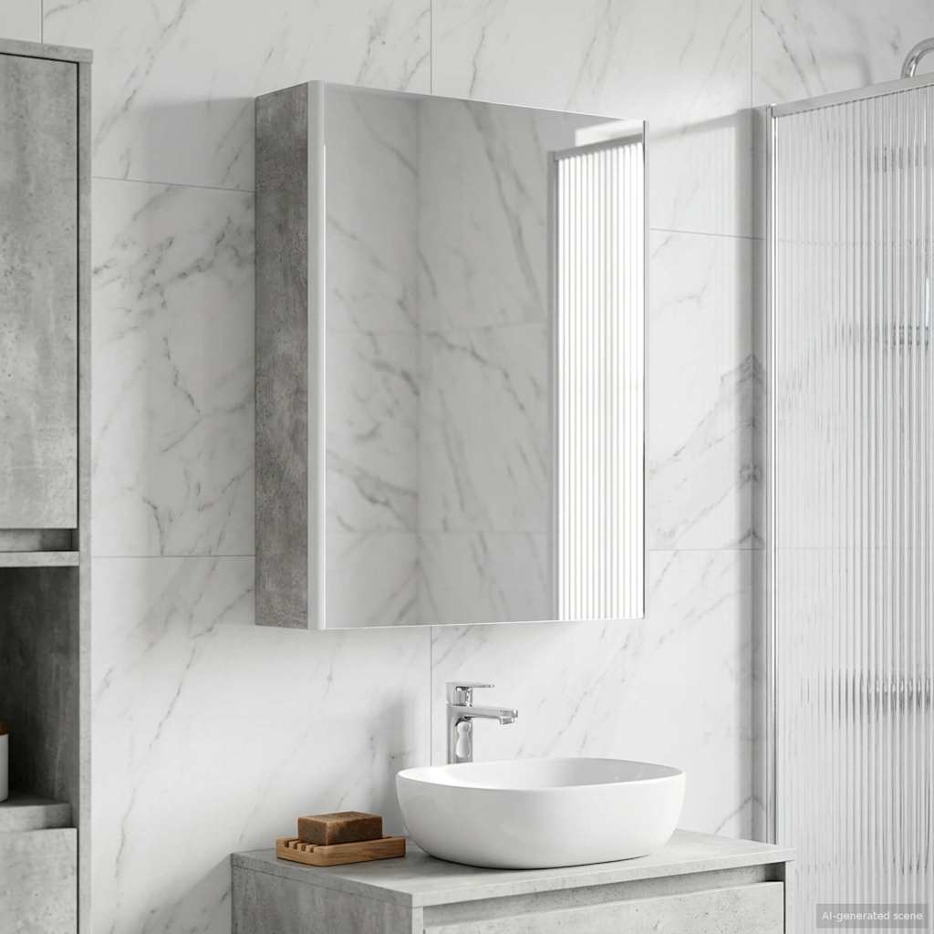 vidaXL Bathroom Mirror Cabinet Concrete Grey 53.5 x 15.5 x 70 cm