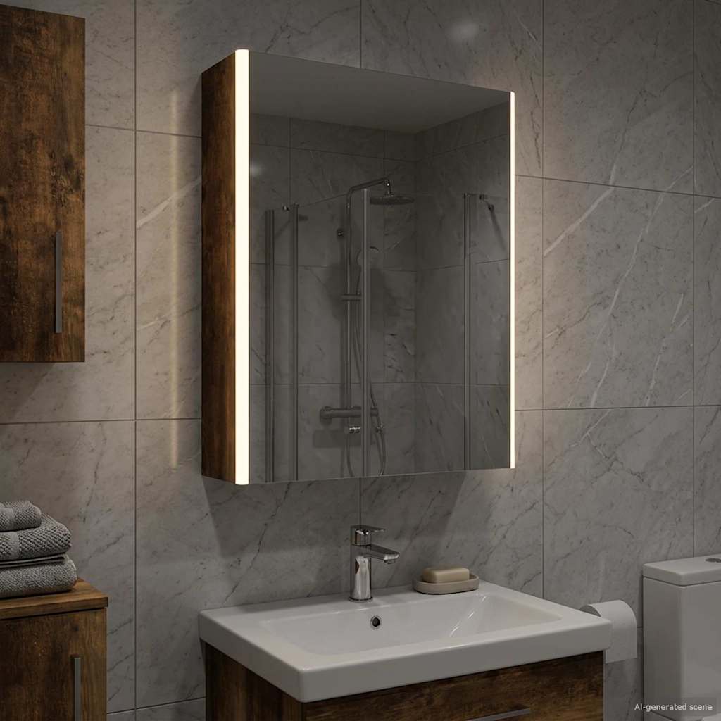 vidaXL Bathroom Mirror Cabinet Smoked Oak 53.5 x 15.5 x 70 cm