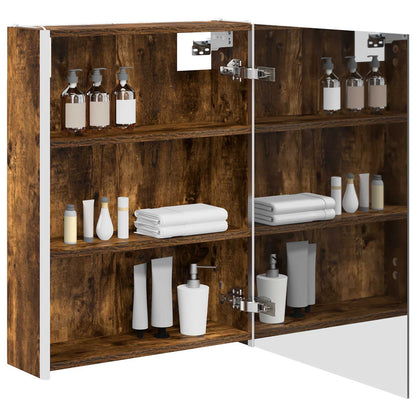 vidaXL Bathroom Mirror Cabinet Smoked Oak 53.5 x 15.5 x 70 cm