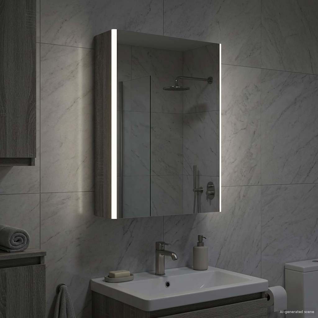 vidaXL Bathroom Mirror Cabinet Grey Sonoma 53.5 x 15.5 x 70 cm