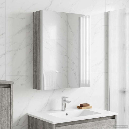 vidaXL Bathroom Mirror Cabinet Grey Sonoma 53.5 x 15.5 x 70 cm