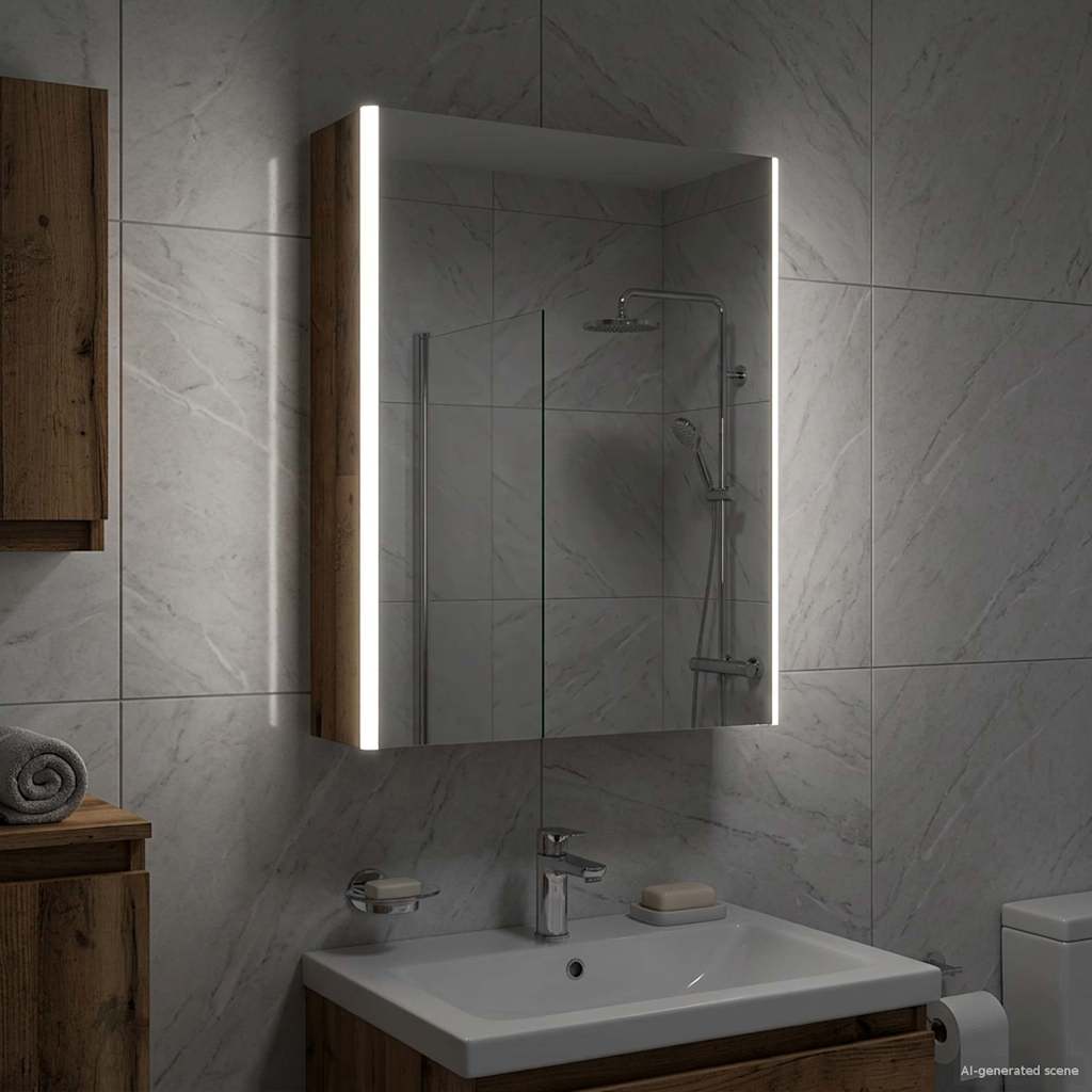 vidaXL Bathroom Mirror Cabinet Old Wood 53.5 x 15.5 x 70 cm
