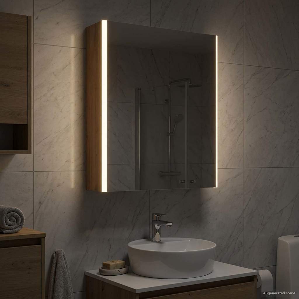 vidaXL Bathroom Mirror Cabinet Artisian Oak 53.5 x 15.5 x 70 cm