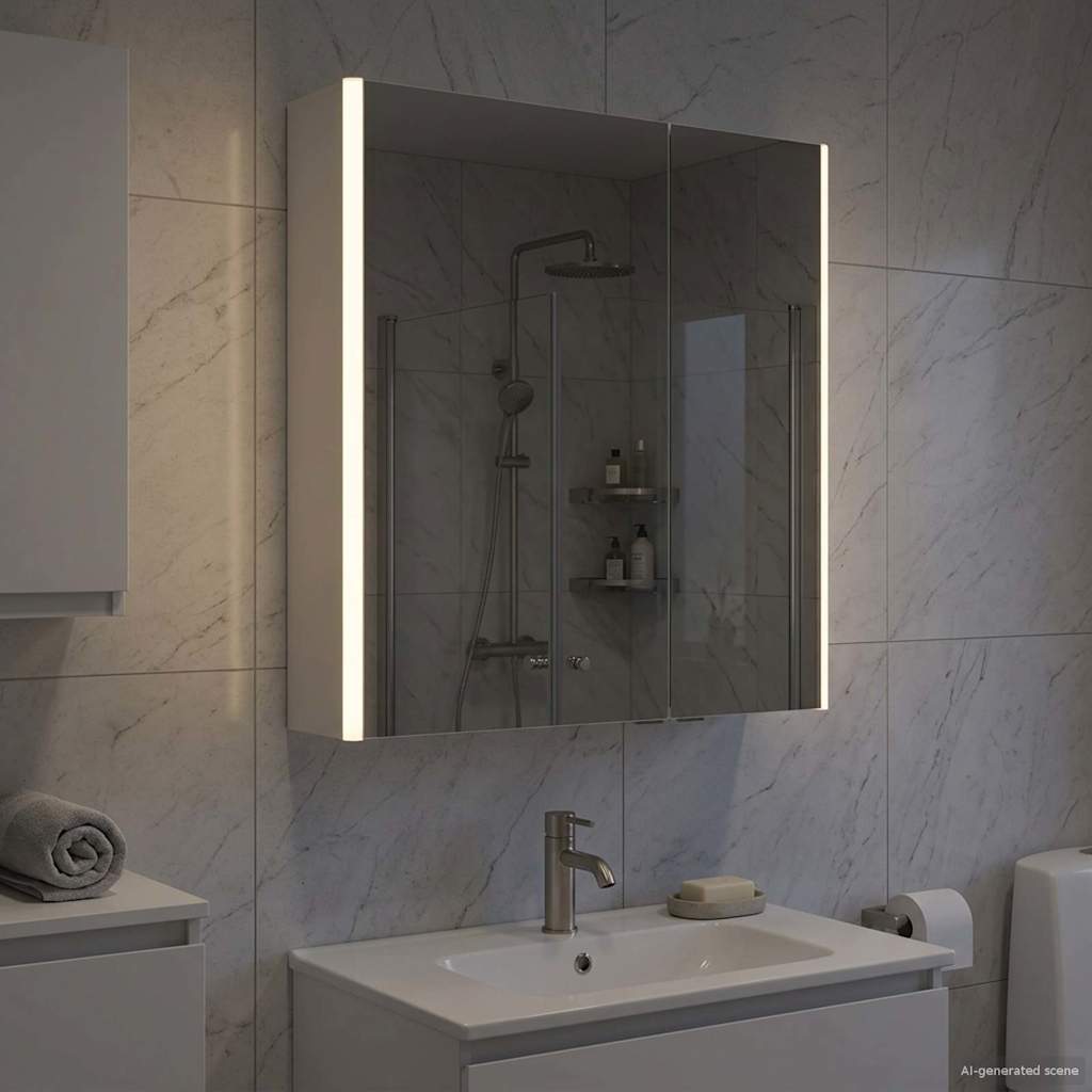 vidaXL Bathroom Mirror Cabinet White 63.5 x 15.5 x 70 cm