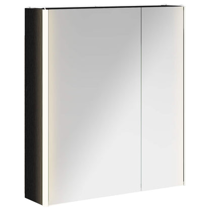 vidaXL Bathroom Mirror Cabinet Black Oak 63.5 x 15.5 x 70 cm