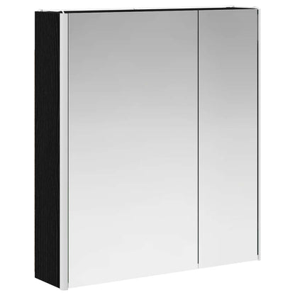 vidaXL Bathroom Mirror Cabinet Black Oak 63.5 x 15.5 x 70 cm
