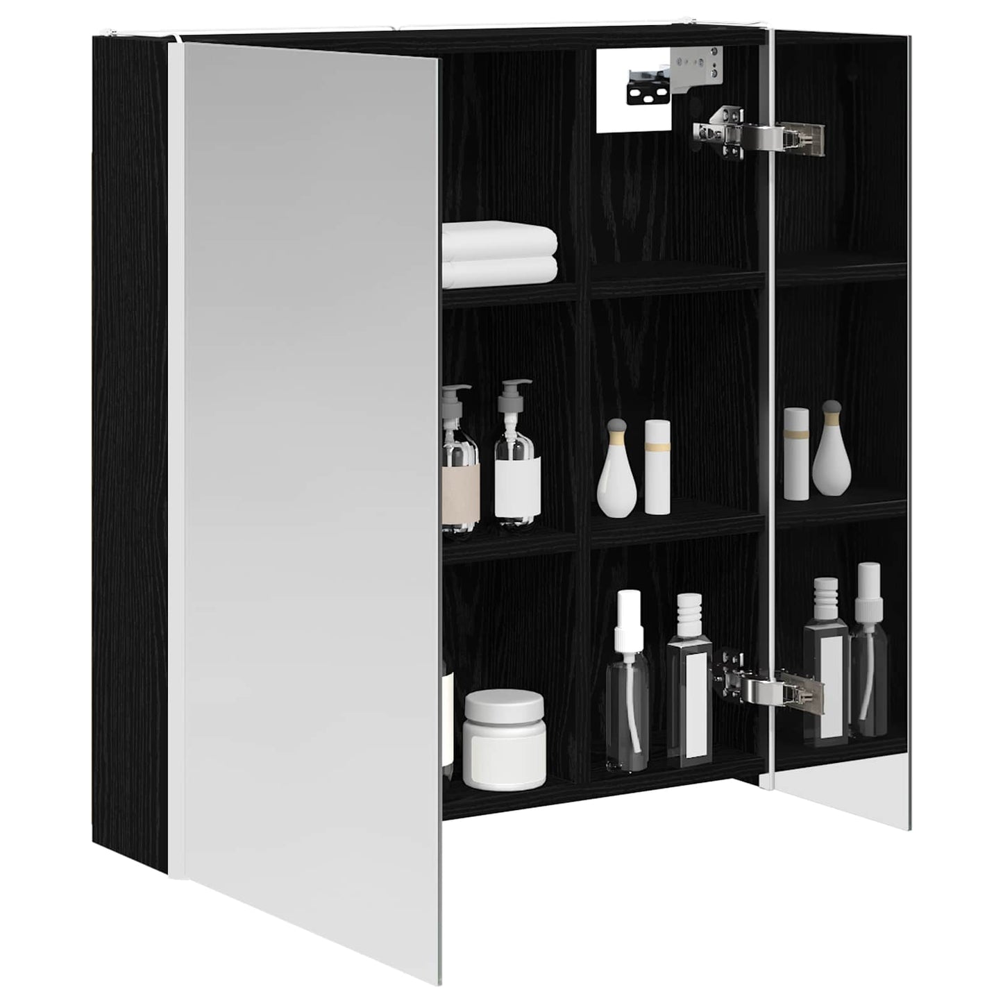 vidaXL Bathroom Mirror Cabinet Black Oak 63.5 x 15.5 x 70 cm