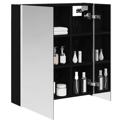 vidaXL Bathroom Mirror Cabinet Black Oak 63.5 x 15.5 x 70 cm