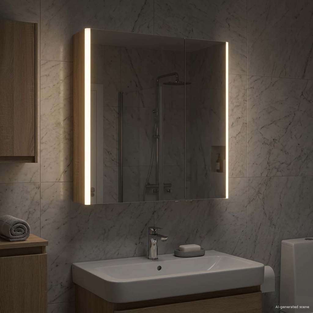 vidaXL Bathroom Mirror Cabinet Sonoma Oak 63.5 x 15.5 x 70 cm