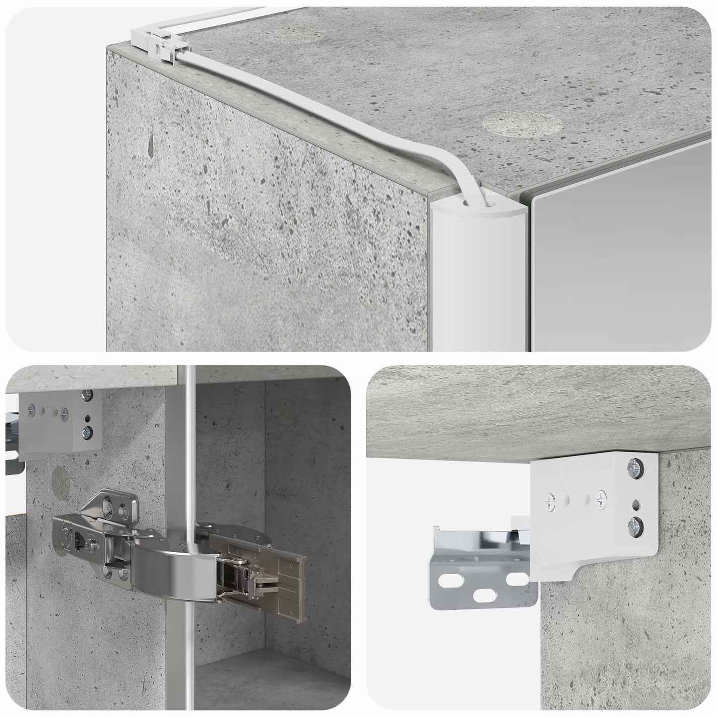 vidaXL Bathroom Mirror Cabinet Concrete Grey 63.5 x 15.5 x 70 cm