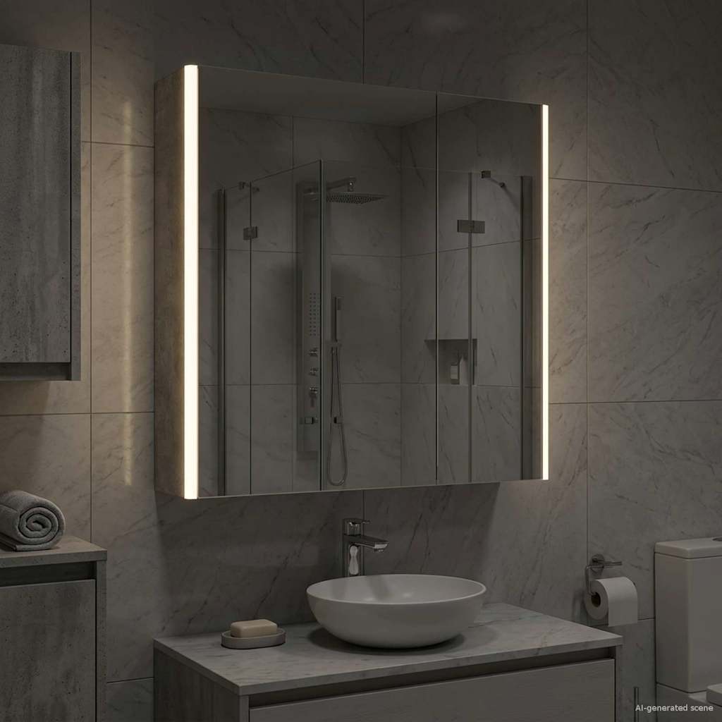 vidaXL Bathroom Mirror Cabinet Concrete Grey 63.5 x 15.5 x 70 cm