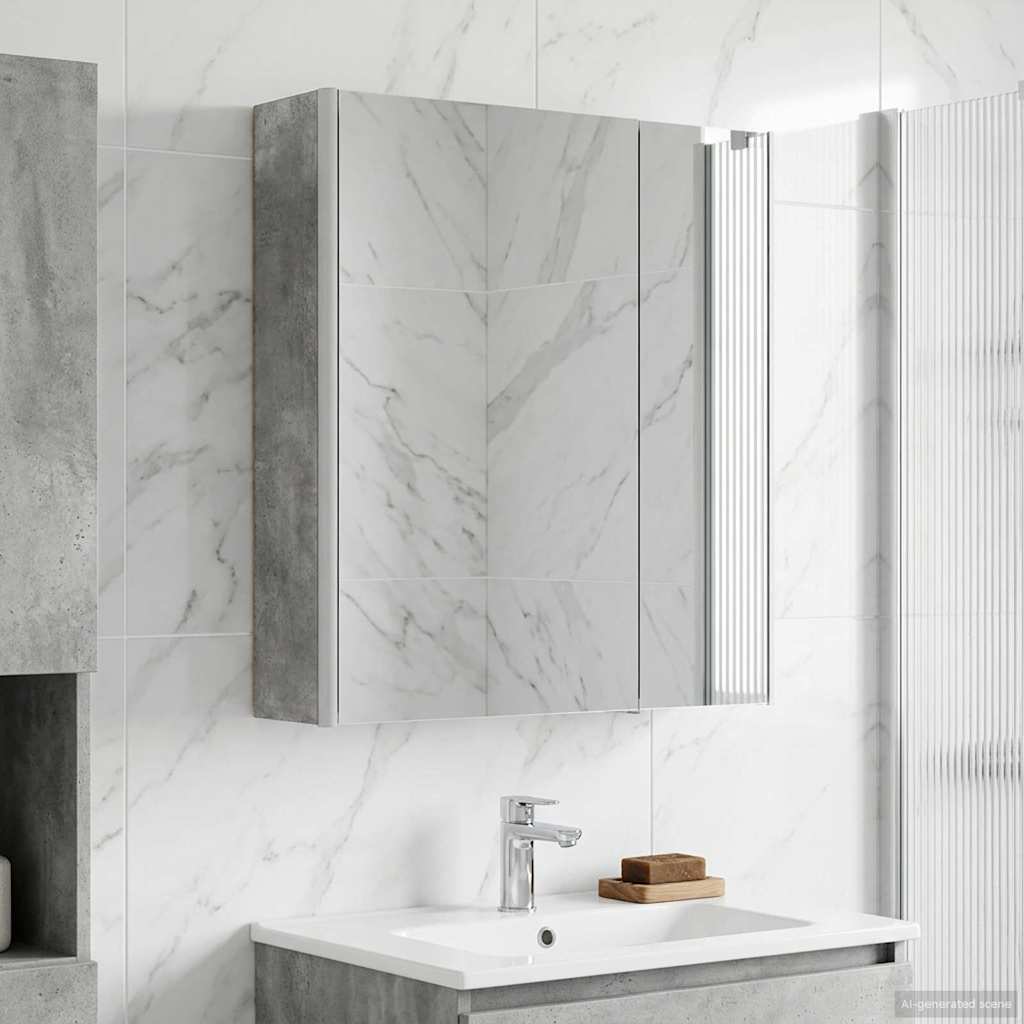 vidaXL Bathroom Mirror Cabinet Concrete Grey 63.5 x 15.5 x 70 cm