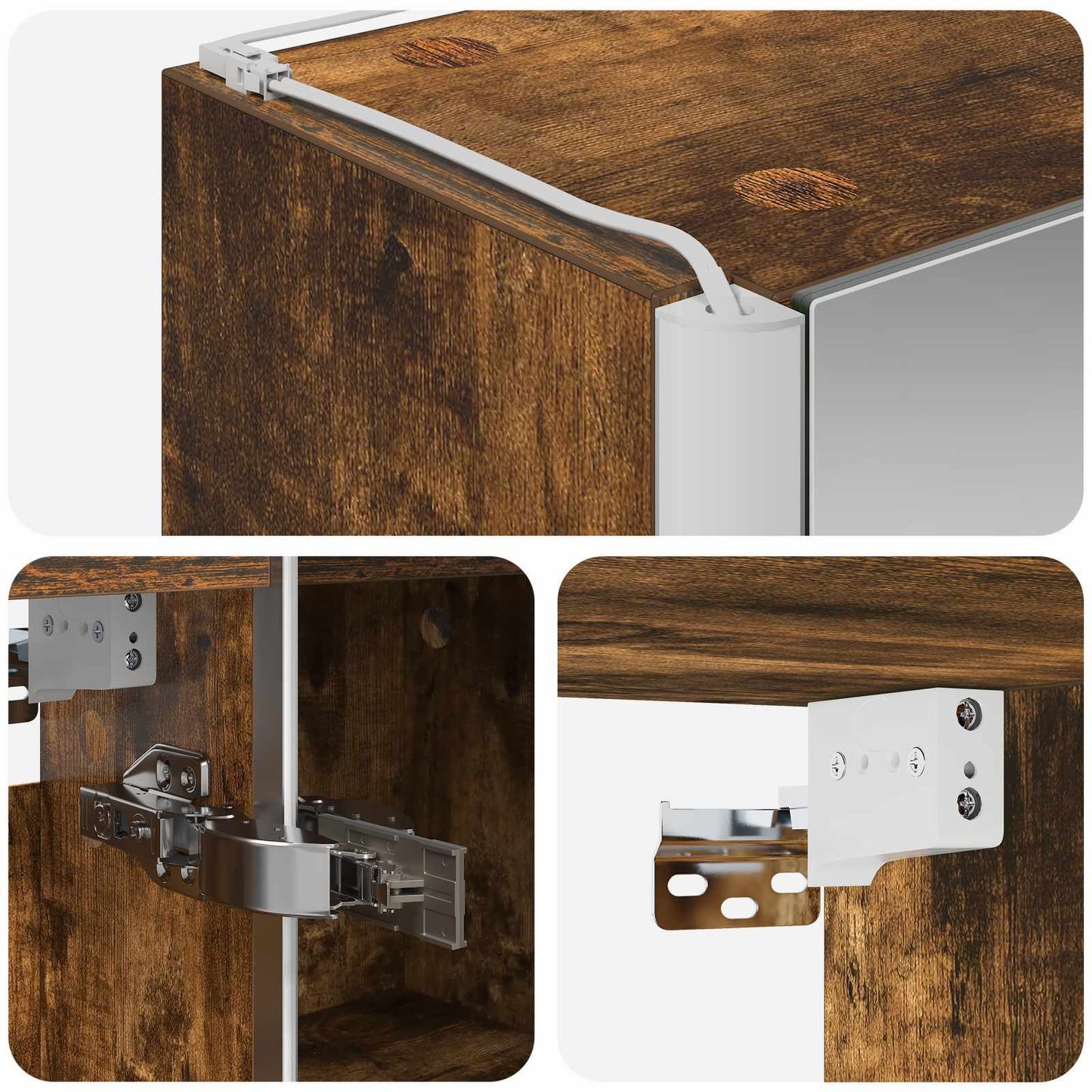vidaXL Bathroom Mirror Cabinet Smoked Oak 63.5 x 15.5 x 70 cm