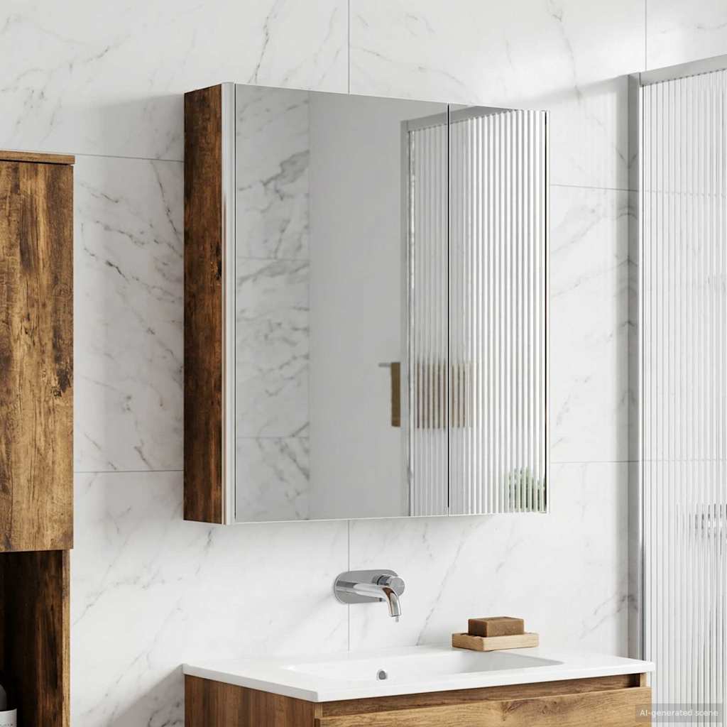vidaXL Bathroom Mirror Cabinet Smoked Oak 63.5 x 15.5 x 70 cm