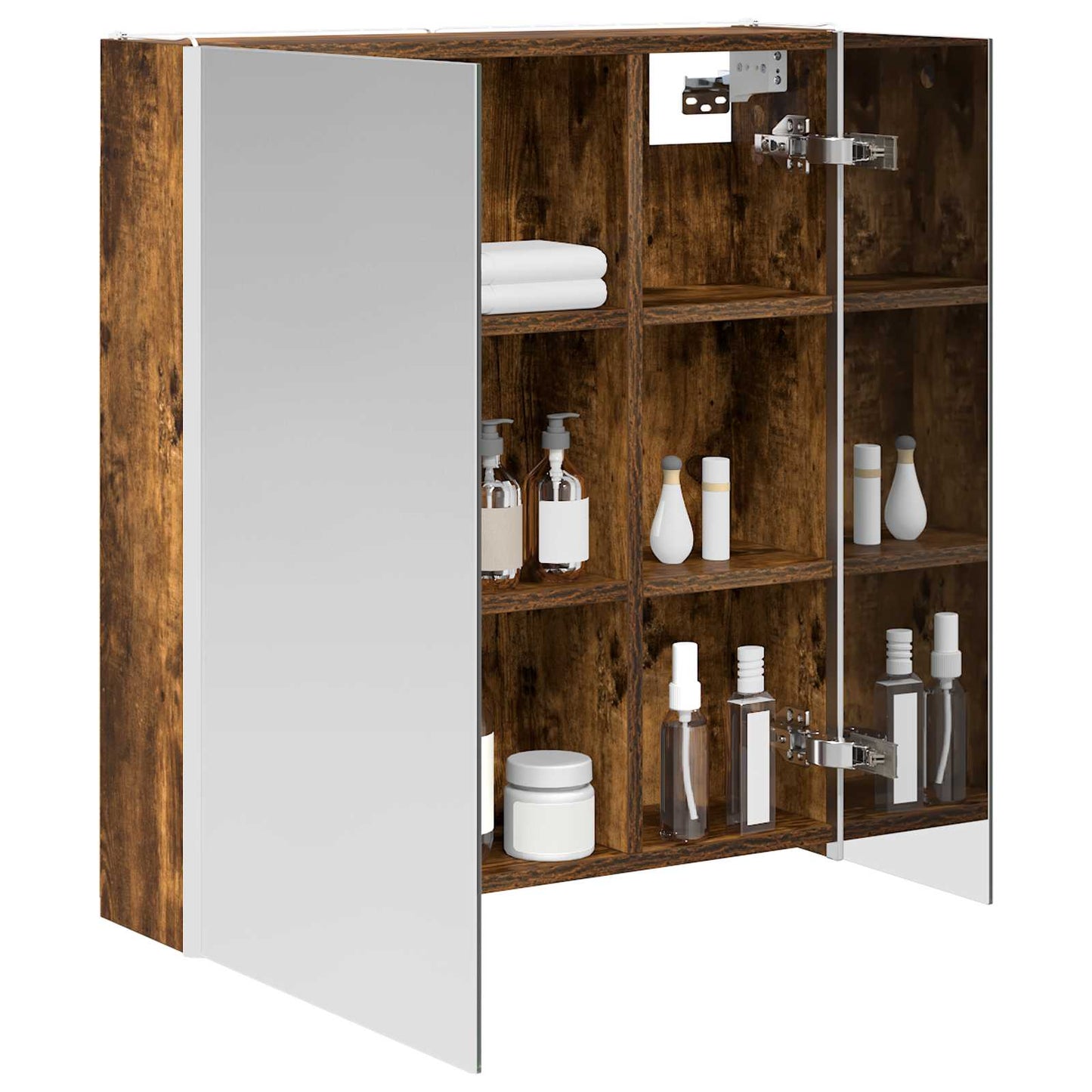 vidaXL Bathroom Mirror Cabinet Smoked Oak 63.5 x 15.5 x 70 cm