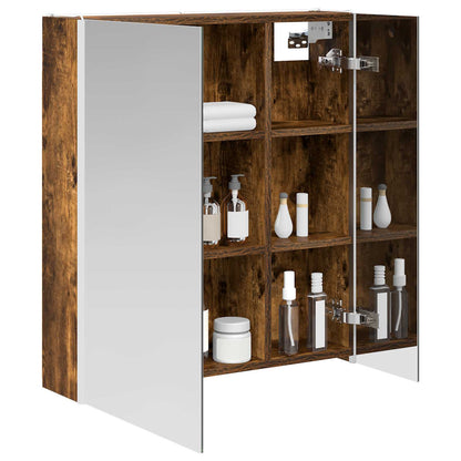 vidaXL Bathroom Mirror Cabinet Smoked Oak 63.5 x 15.5 x 70 cm