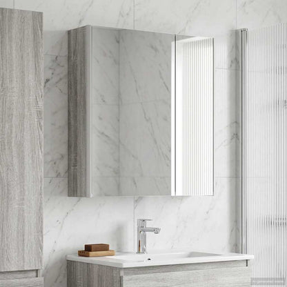 vidaXL Bathroom Mirror Cabinet Grey Sonoma 63.5 x 15.5 x 70 cm
