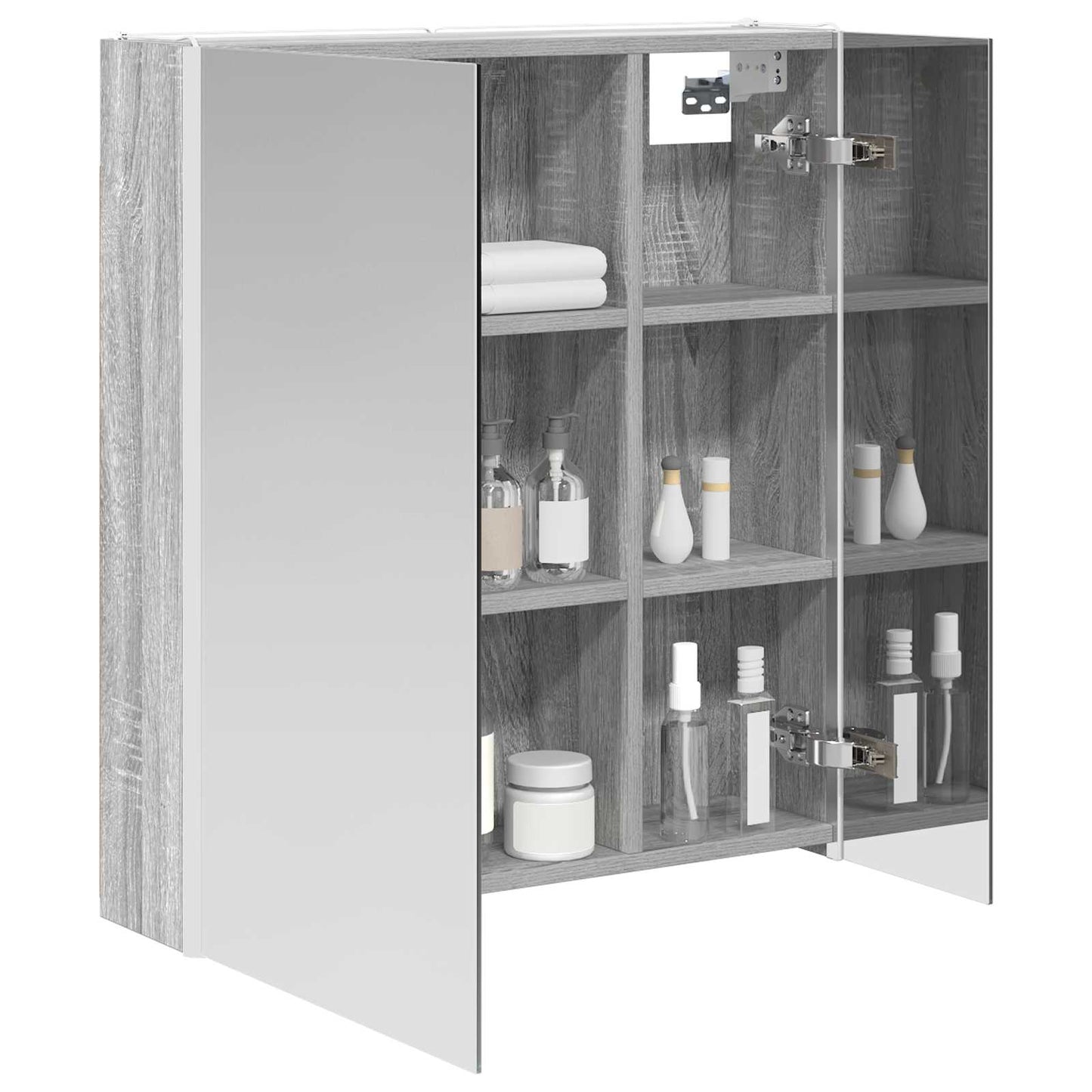 vidaXL Bathroom Mirror Cabinet Grey Sonoma 63.5 x 15.5 x 70 cm