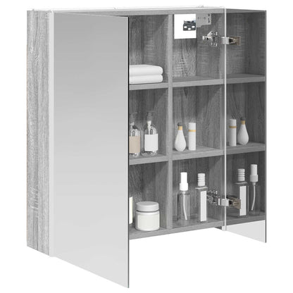 vidaXL Bathroom Mirror Cabinet Grey Sonoma 63.5 x 15.5 x 70 cm