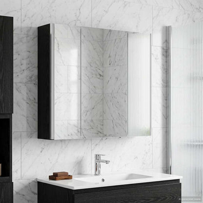 vidaXL Bathroom Mirror Cabinet Black Oak 63.5 x 15.5 x 60.5 cm