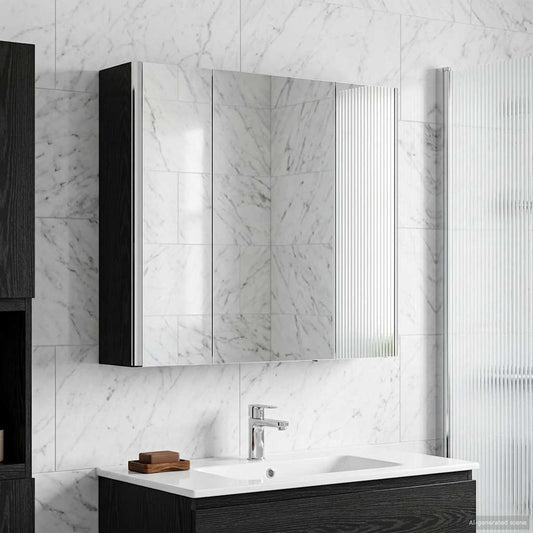 vidaXL Bathroom Mirror Cabinet Black Oak 63.5 x 15.5 x 60.5 cm