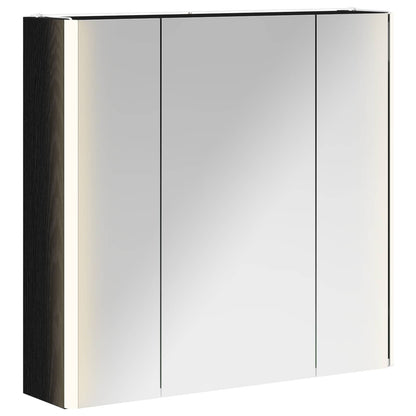 vidaXL Bathroom Mirror Cabinet Black Oak 63.5 x 15.5 x 60.5 cm