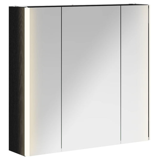 vidaXL Bathroom Mirror Cabinet Black Oak 63.5 x 15.5 x 60.5 cm