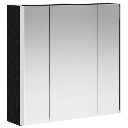 vidaXL Bathroom Mirror Cabinet Black Oak 63.5 x 15.5 x 60.5 cm