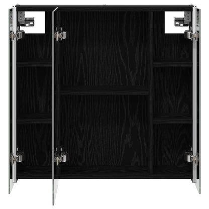 vidaXL Bathroom Mirror Cabinet Black Oak 63.5 x 15.5 x 60.5 cm
