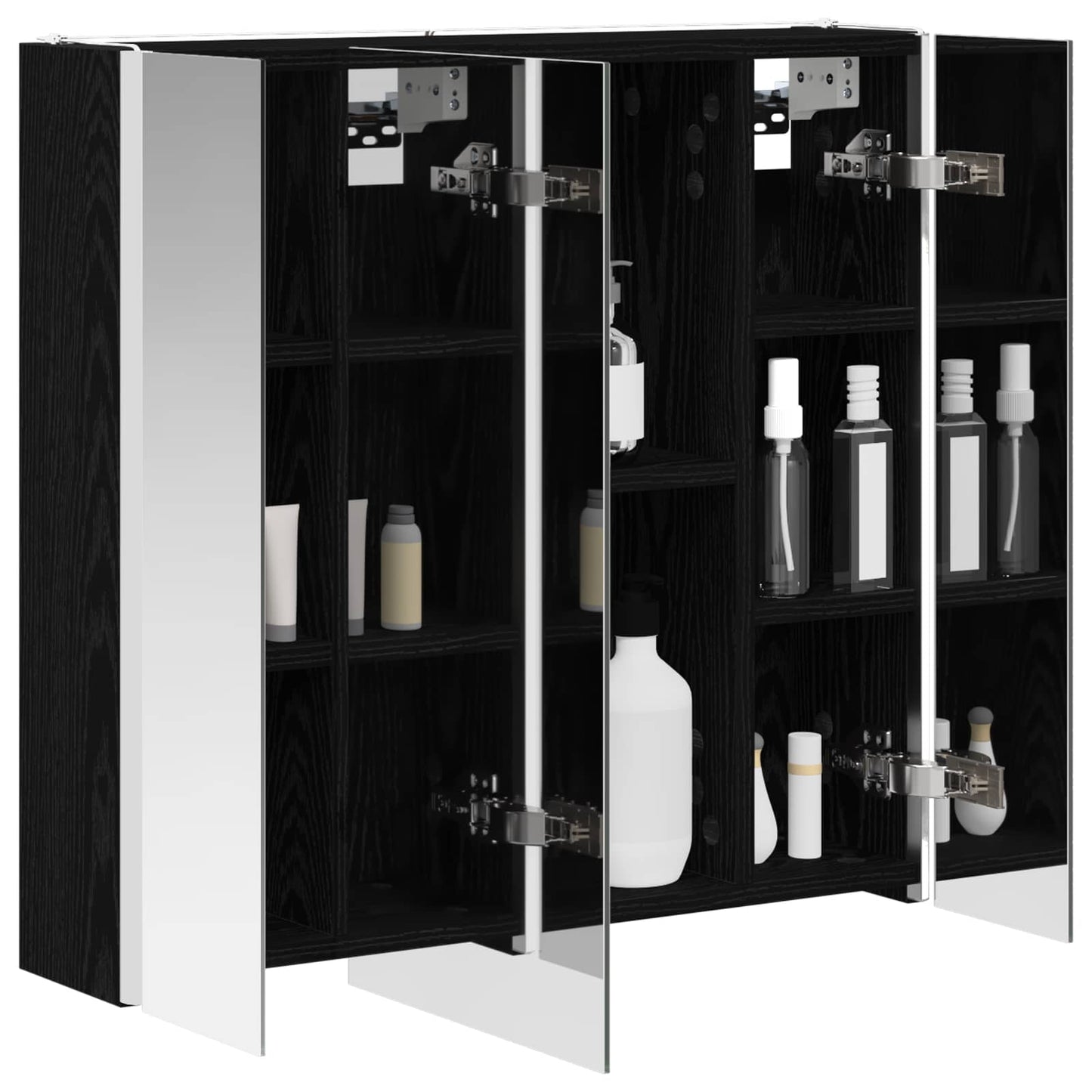 vidaXL Bathroom Mirror Cabinet Black Oak 63.5 x 15.5 x 60.5 cm