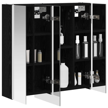 vidaXL Bathroom Mirror Cabinet Black Oak 63.5 x 15.5 x 60.5 cm