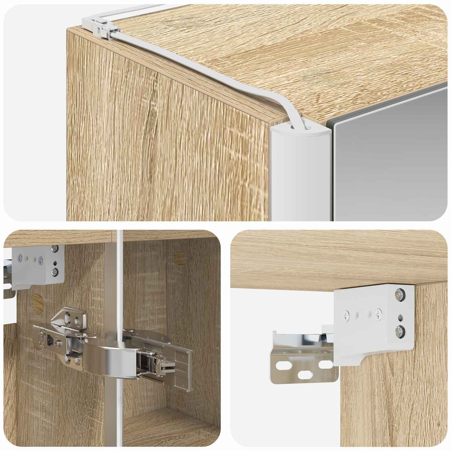 vidaXL Bathroom Mirror Cabinet Sonoma Oak 63.5 x 15.5 x 60.5 cm