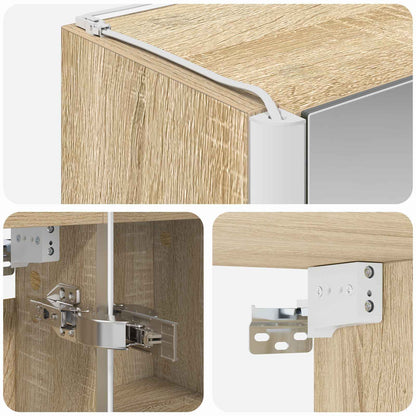 vidaXL Bathroom Mirror Cabinet Sonoma Oak 63.5 x 15.5 x 60.5 cm