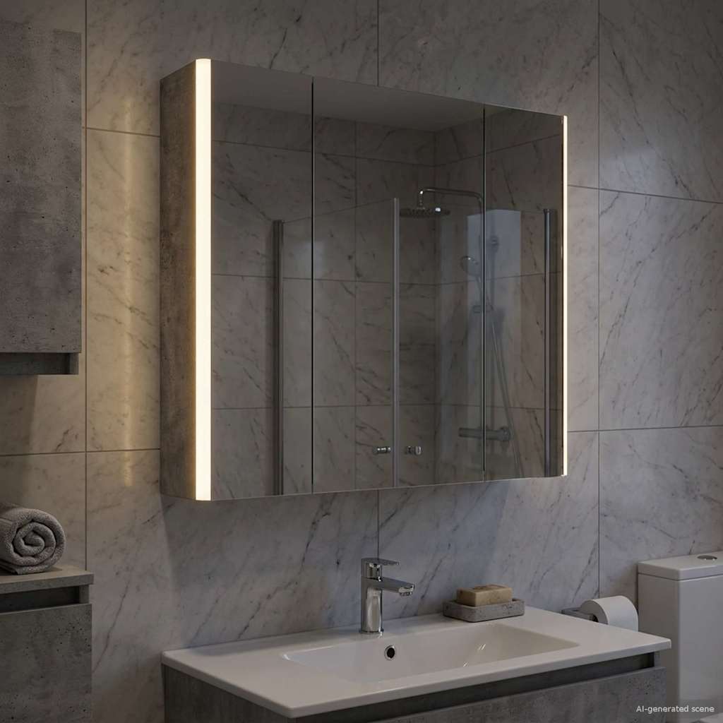 vidaXL Bathroom Mirror Cabinet Concrete Grey 63.5 x 15.5 x 60.5 cm