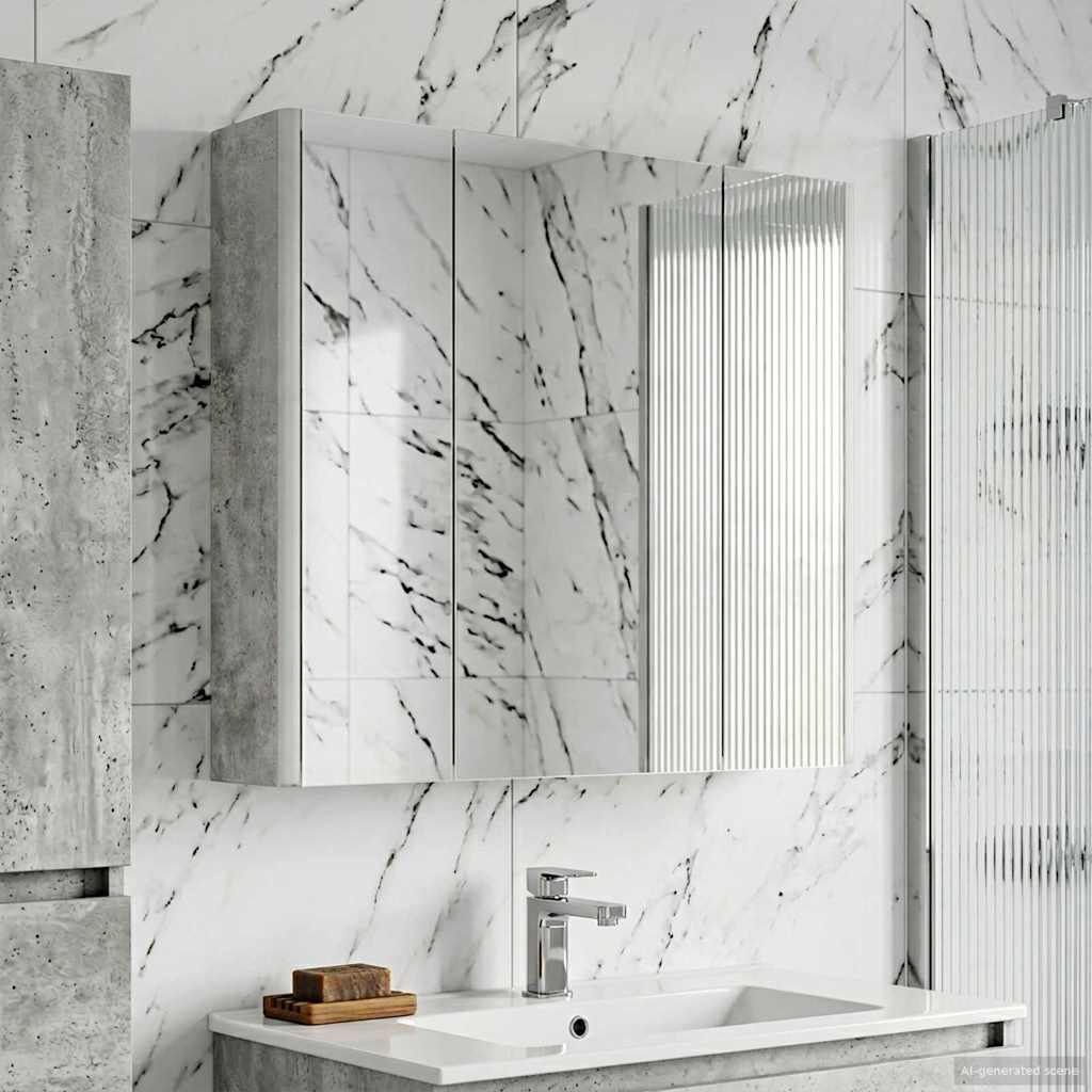 vidaXL Bathroom Mirror Cabinet Concrete Grey 63.5 x 15.5 x 60.5 cm