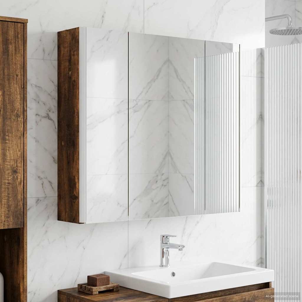 vidaXL Bathroom Mirror Cabinet Smoked Oak 63.5 x 15.5 x 60.5 cm